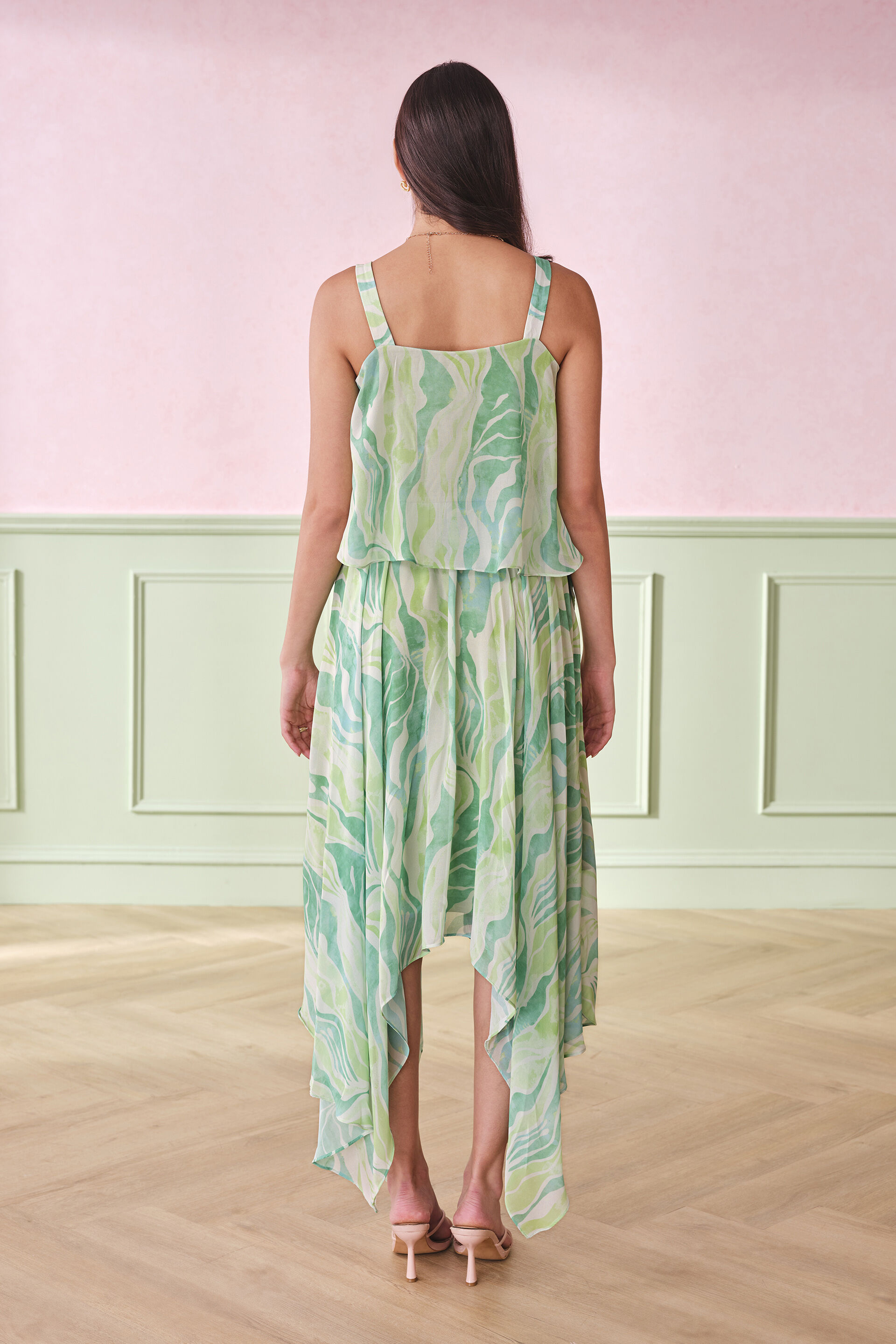 Lemongrass Breeze Ruffled Dress, Green, image 6
